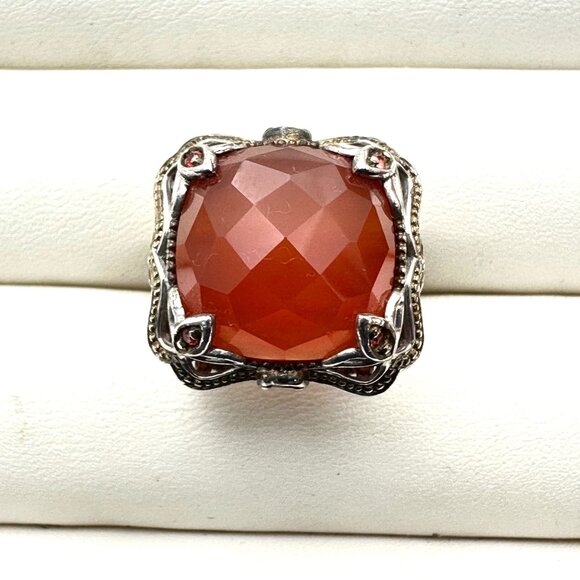 Michael Valittuti Carnelian Gemstone Sterling Silver Gold Accent Ring Size 6 - Picture 3 of 3